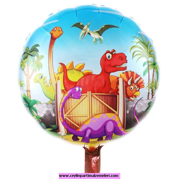 Dinazor Temalı Yuvarlak Folyo Balon